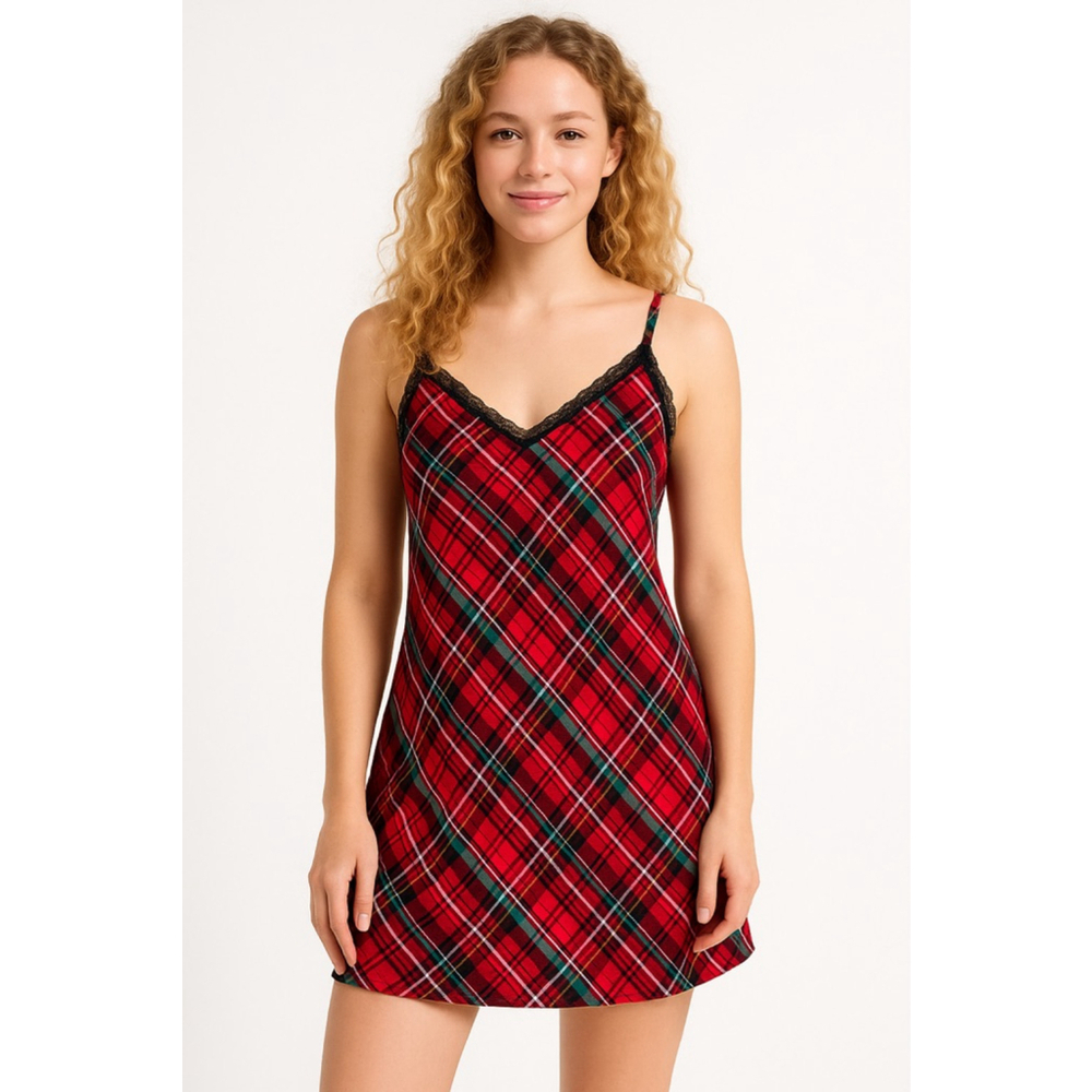Women's Victoria's Secret Red Green Plaid Chemise M